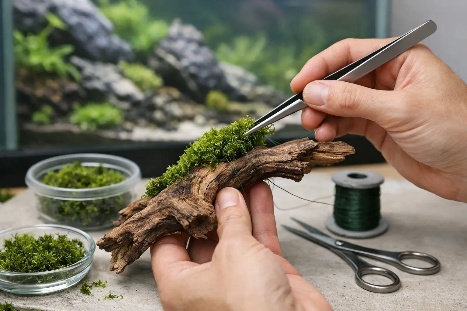 How to Attach Moss to Driftwood for Aquascapes